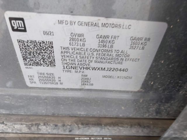 1GNEVHKWXMJ220440 Chevrolet lfy
