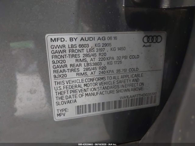 2017 AUDI Q7 WA1LAAF77HD020300 Photo 8