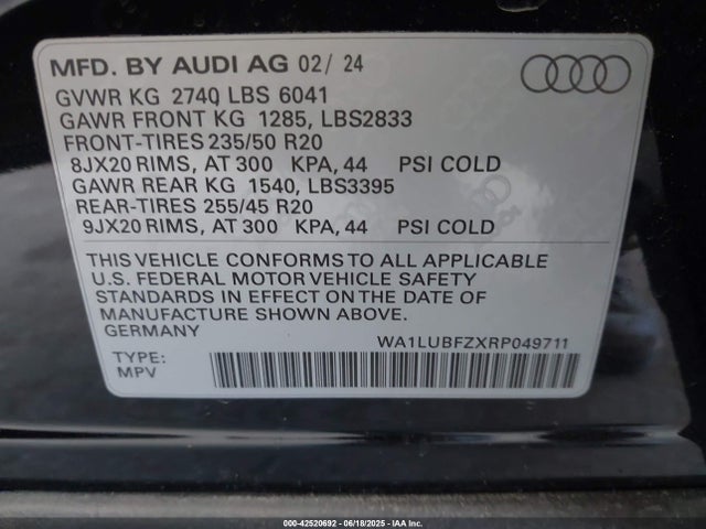 WA1LUBFZXRP049711 Audi q4