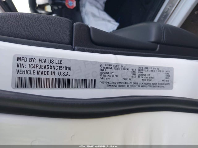 1C4RJEAGXNC154010 Jeep 2022