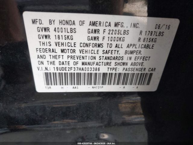 19UDE2F37HA003386 Acura k24v7
