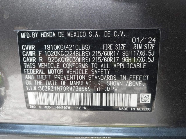3CZRZ1H70RM738969 Honda k20z5