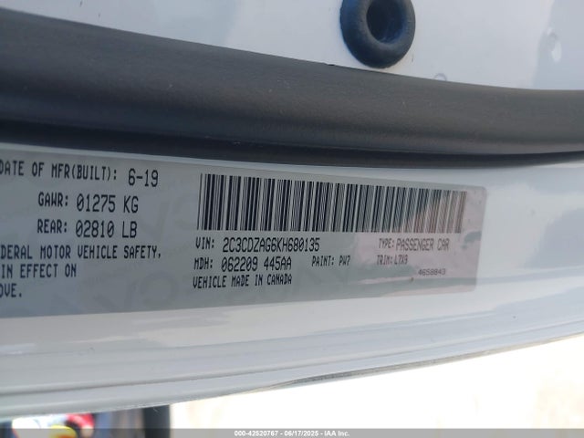 2C3CDZAG6KH680135 Dodge 2019