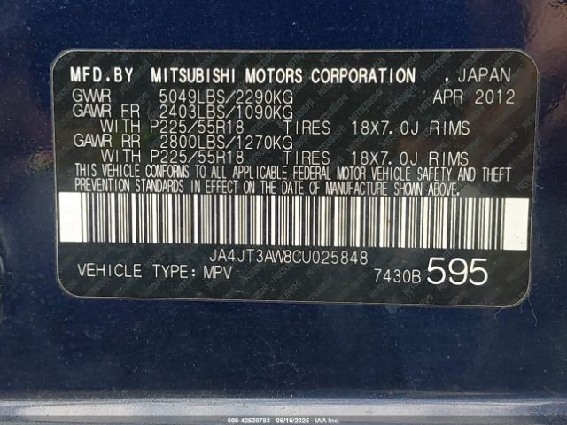 2012 MITSUBISHI OUTLANDER JA4JT3AW8CU025848 Photo 8