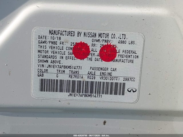 JN1EV7AP8KM514771 Infiniti Q50