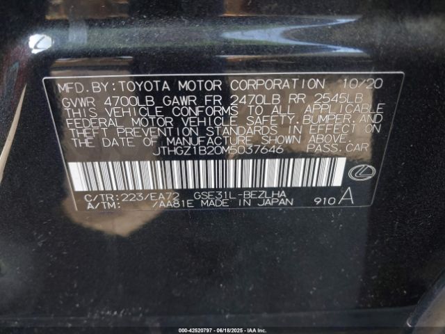 2021 LEXUS IS 350 JTHGZ1B20M5037646 Photo 8