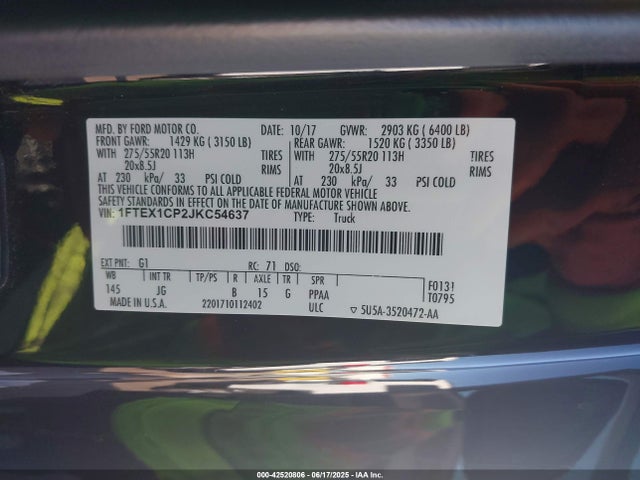 1FTEX1CP2JKC54637 Ford 2.7l-4v