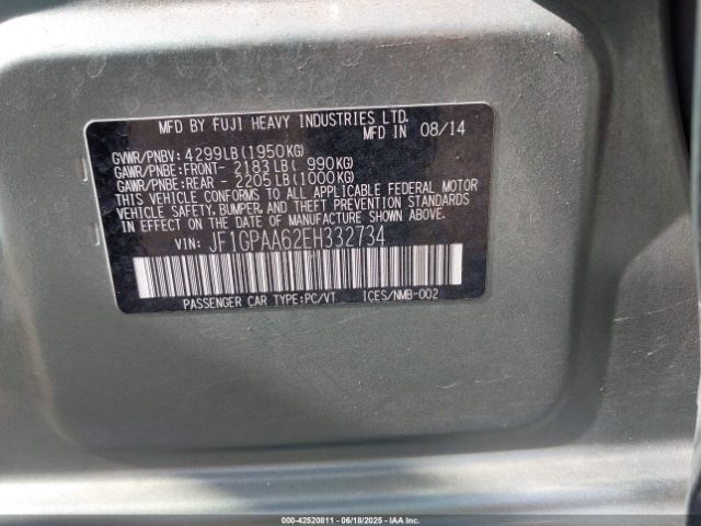 JF1GPAA62EH332734 Subaru 2014