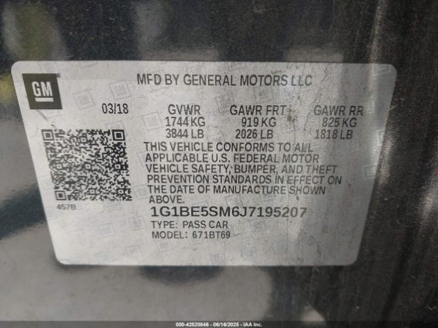 1G1BE5SM6J7195207 Chevrolet le2 -di: direct injection, vvt: variable valve timing, gen, alum