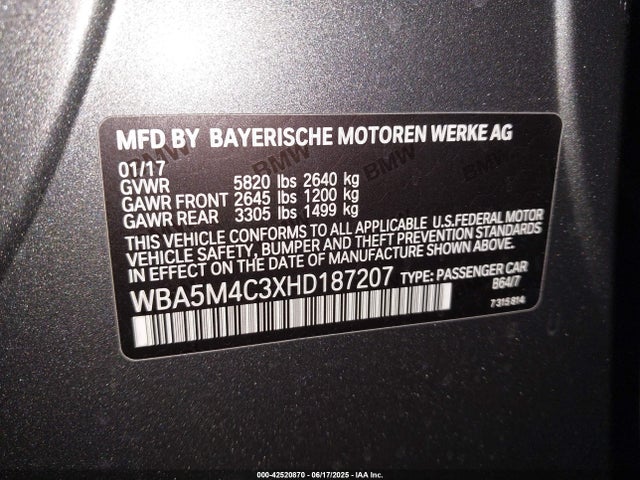 BMW 2017 2017 WBA5M4C3XHD187207 Image 9