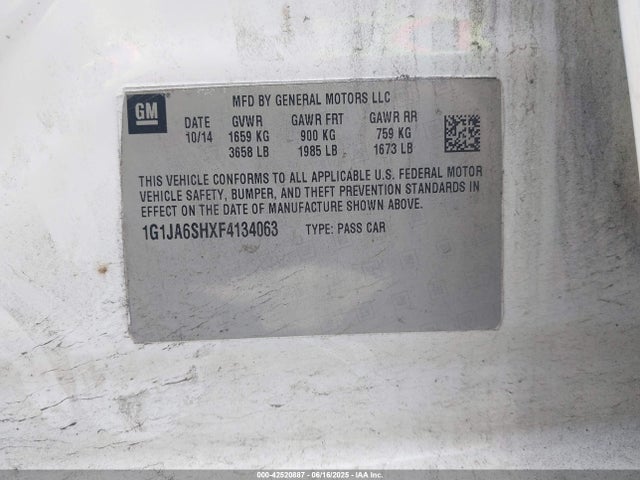 1G1JA6SHXF4134063 Chevrolet luw