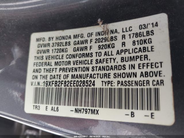 19XFB2F82EE028524 Honda CIVIC EX