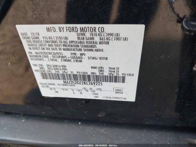 2019 FORD ECOSPORT MAJ3S2GE2KC269225 Photo 8
