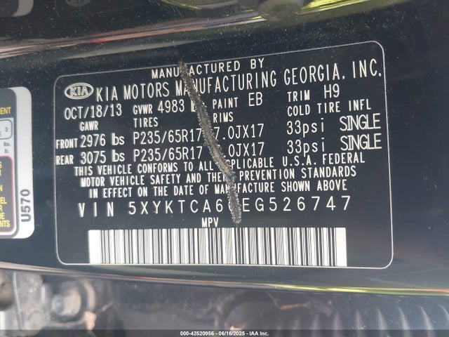 5XYKTCA60EG526747 KIA SORENTO LX