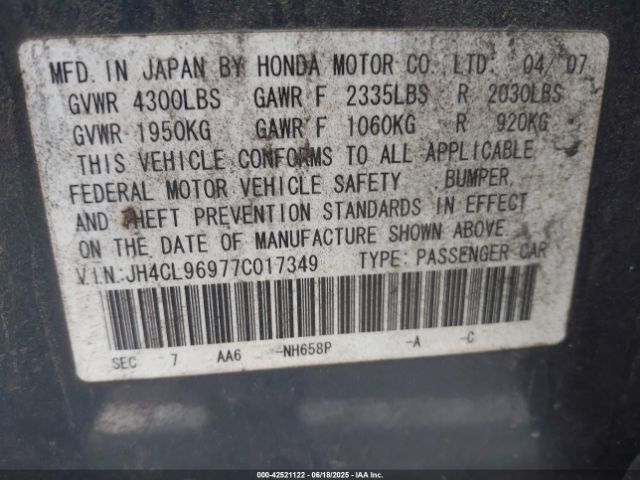 2007 ACURA TSX JH4CL96977C017349 Photo 8