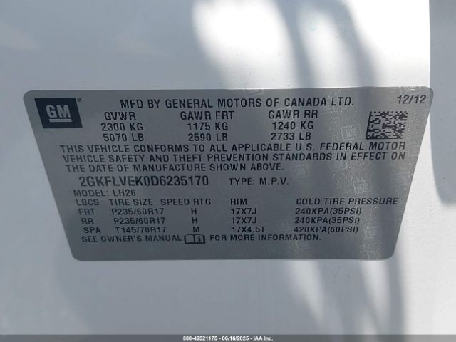2013 GMC TERRAIN 2GKFLVEK0D6235170 Photo 8