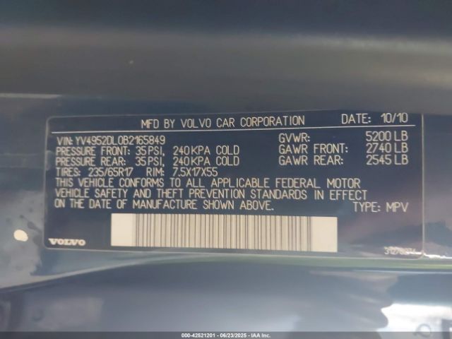 2011 VOLVO XC60 YV4952DL0B2165849 Photo 8