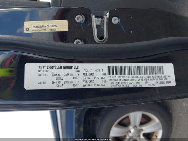 42521229 :رقم المزاد ، 1C4NJRFBXCD570214 vin ، 2012 Jeep Patriot Latitude مزاد بيع