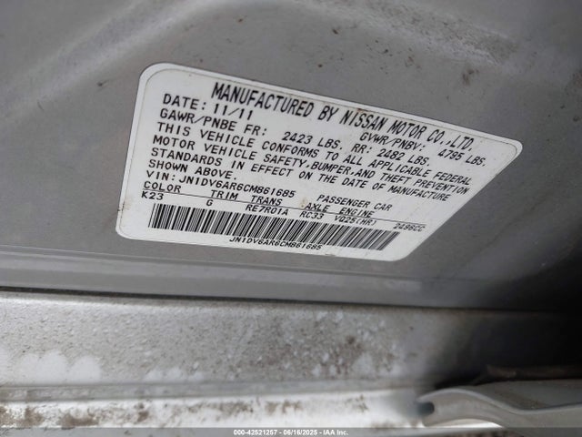 Продажа на аукционе авто 2012 Infiniti G25x, vin: JN1DV6AR6CM861685, номер лота: 42521257