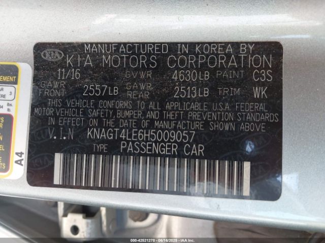 2017 KIA OPTIMA HYBRID KNAGT4LE6H5009057 Photo 8