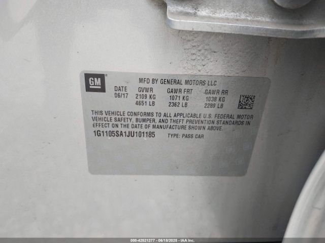 2018 CHEVROLET IMPALA 1G1105SA1JU101185 Photo 8