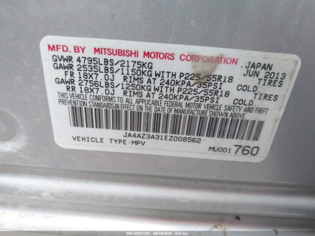 2014 MITSUBISHI OUTLANDER JA4AZ3A31EZ008562 Photo 8