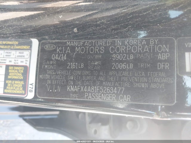 KNAFX4A81F5263477 KIA dohc gdi nu