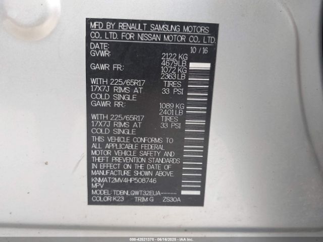 2017 NISSAN ROGUE KNMAT2MV4HP508746 Photo 8