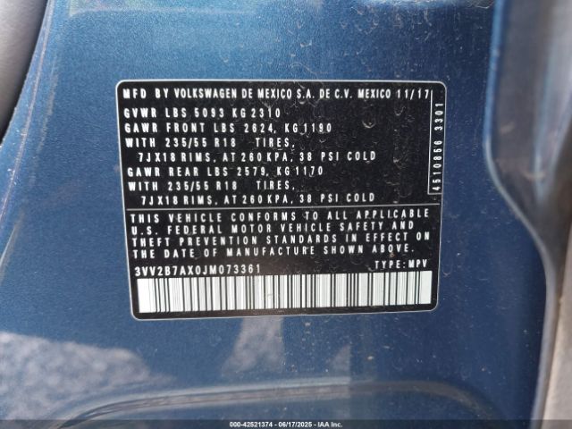 3VV2B7AX0JM073361 Volkswagen Tiguan