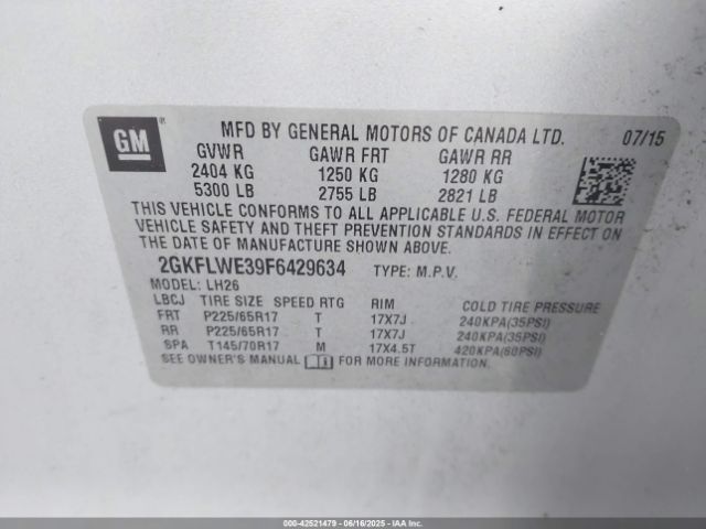 2GKFLWE39F6429634 GMC Terrain Sle-2