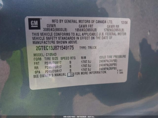 2007 GMC SIERRA 1500 2GTEC13J871549175 Photo 8