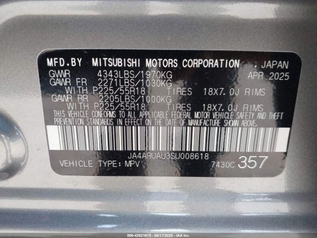 2025 MITSUBISHI OUTLANDER SPORT JA4ARUAU3SU008618 Photo 8