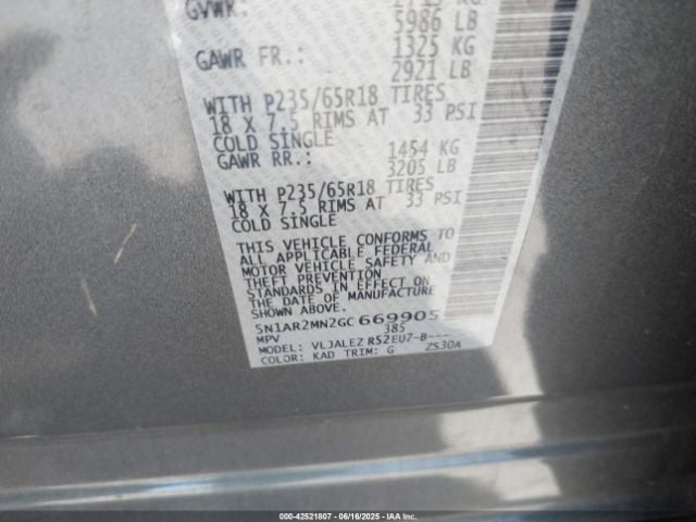 5N1AR2MN2GC669905 Nissan Pathfinder Sv