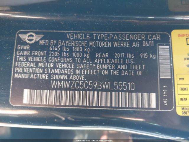 2011 MINI COOPER S COUNTRYMAN WMWZC5C59BWL55510 Photo 8