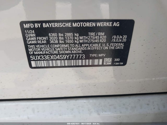 BMW 2025 2025 5UX33EX04S9Y77773 Image 9