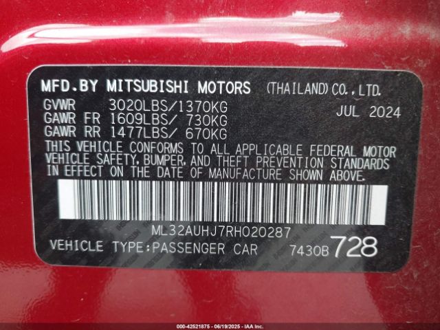 2024 MITSUBISHI MIRAGE ML32AUHJ7RH020287 Photo 8