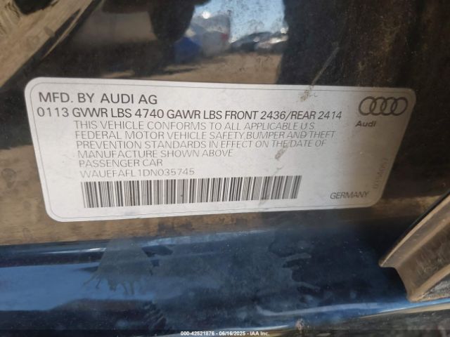 2013 AUDI A4 WAUEFAFL1DN035745 Photo 8
