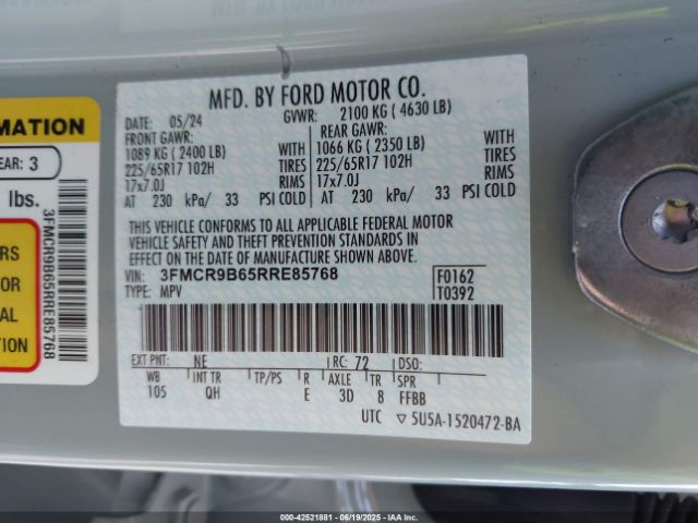 2024 FORD BRONCO SPORT 3FMCR9B65RRE85768 Photo 8