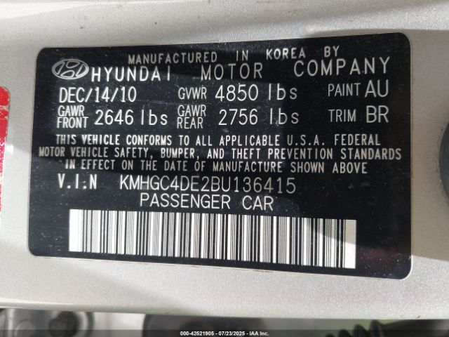 2011 HYUNDAI GENESIS KMHGC4DE2BU136415 Photo 8