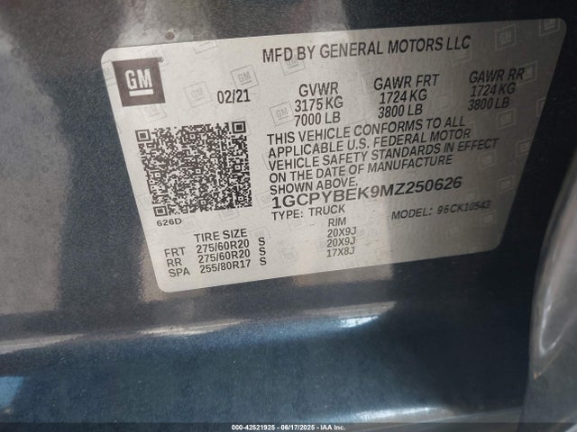 1GCPYBEK9MZ250626 Chevrolet l3b