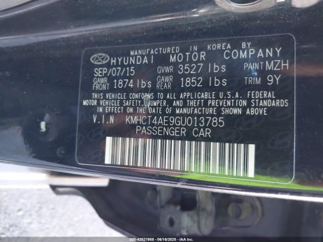 KMHCT4AE9GU013785 Hyundai ACCENT SE