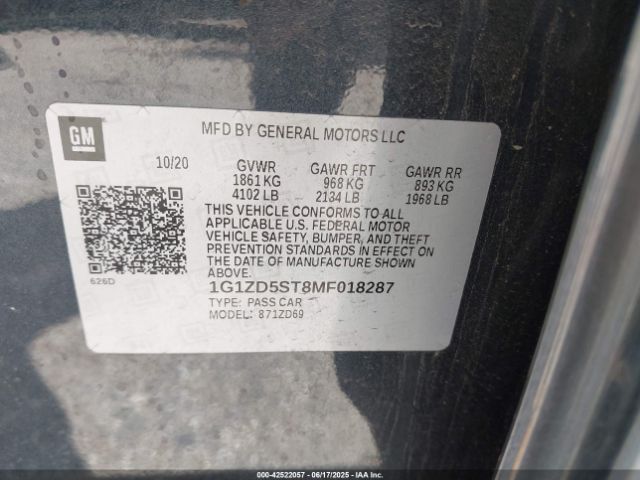 1G1ZD5ST8MF018287 Chevrolet lfv - direct injection, variable valve timing, gen 1 gmna
