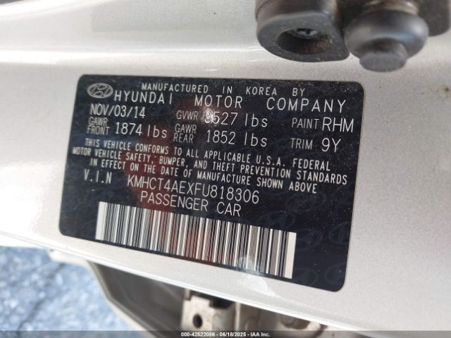 KMHCT4AEXFU818306 Hyundai dohc gdi gamma