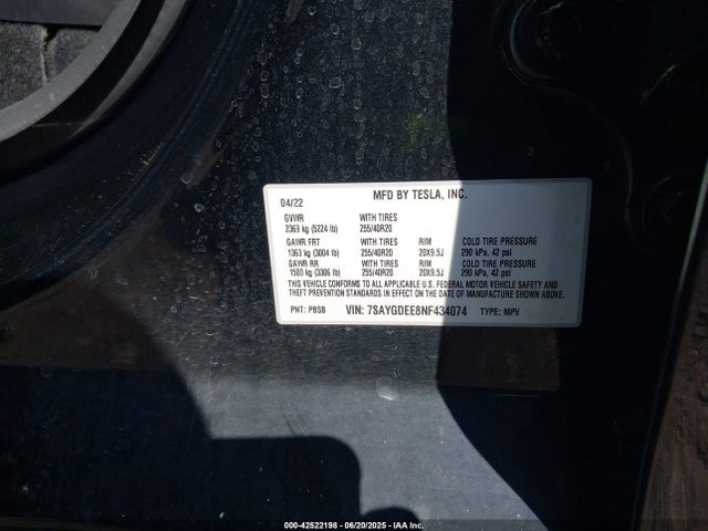 2022 TESLA MODEL Y 7SAYGDEE8NF434074 Photo 8