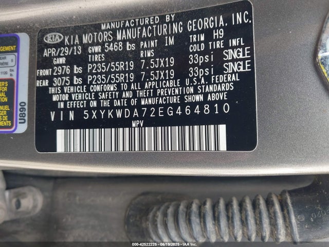 5XYKWDA72EG464810 KIA gasoline 3.3 v6 gdi lambda ii