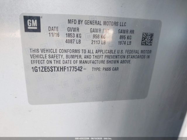 1G1ZE5STXHF177542 Chevrolet lfv - di: direct injection, vvt: variable valve timing, gen 1