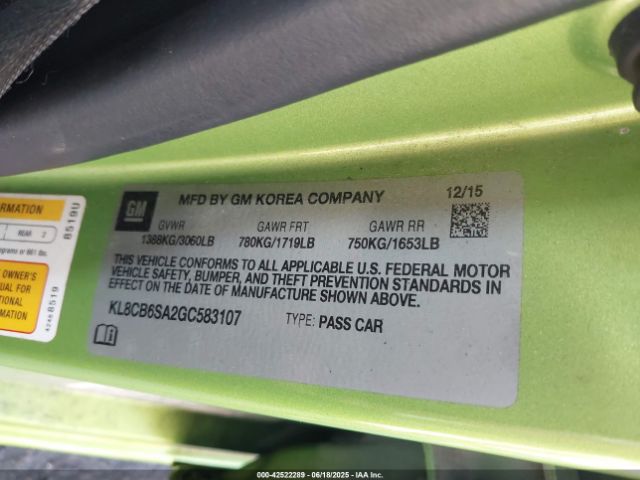 2016 CHEVROLET SPARK KL8CB6SA2GC583107 Photo 8