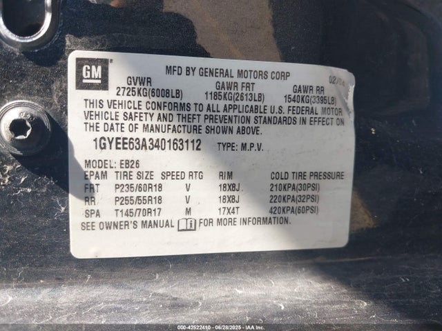 2004 CADILLAC SRX 1GYEE63A340163112 Photo 8