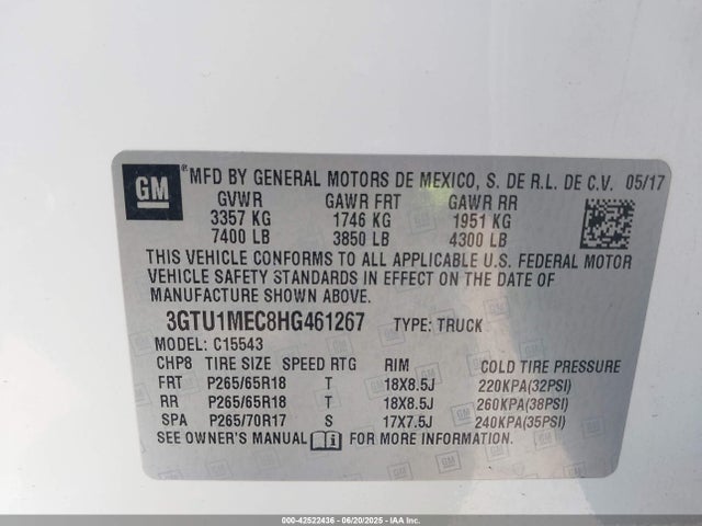3GTU1MEC8HG461267 GMC l83 -spark ignited direct injection, variable valve timing, afm, e85 max, alum
