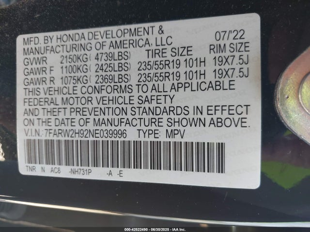 Honda l15be 2022 7FARW2H92NE039996 Image 9